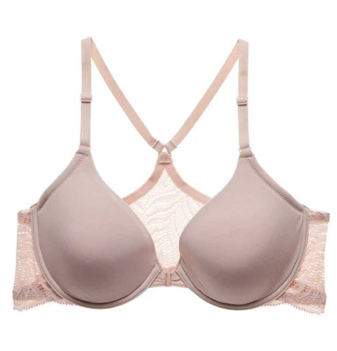 Lush Front Close Contour Underwire Bra - Rose/White