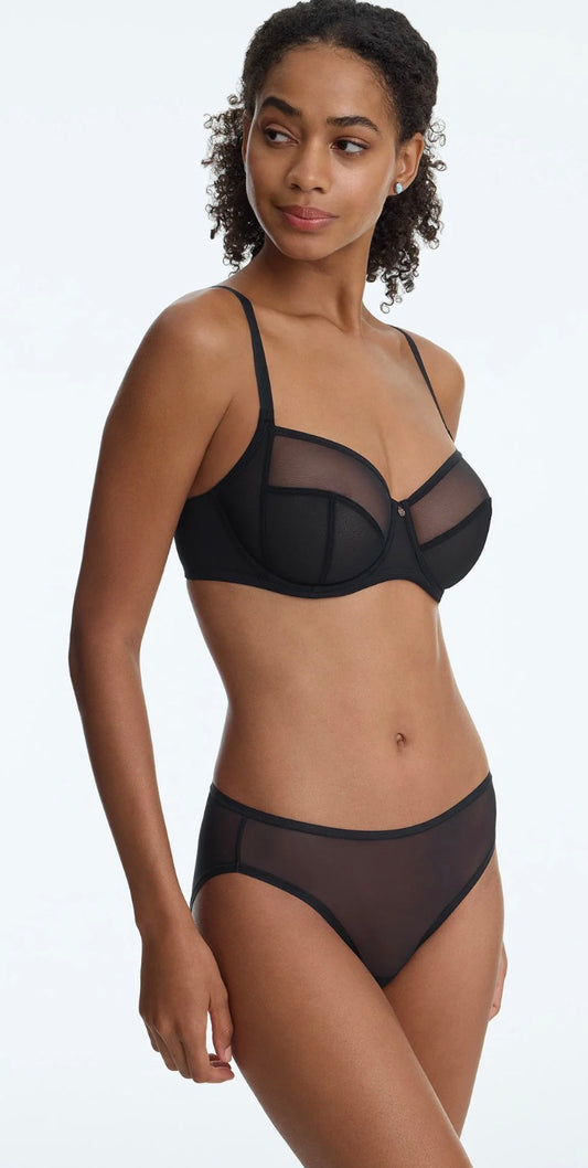 Spellbound Sheer Side Support Underwire Bra - Black