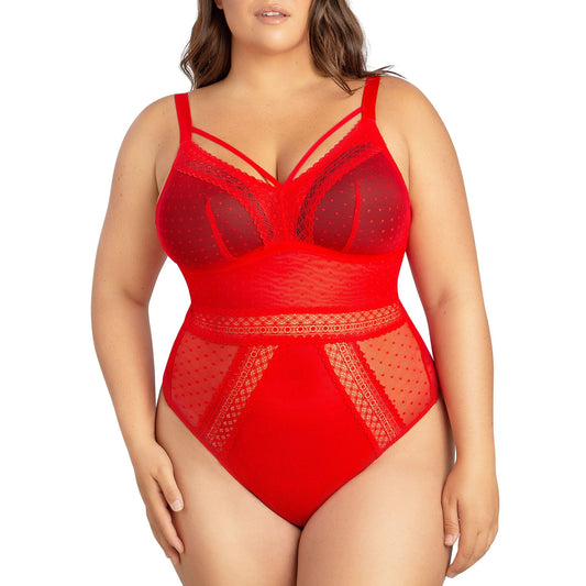 PARFAIT Mia Dot P6017 Women's Sexy Wire-free Bodysuit Lingerie - Racing Red