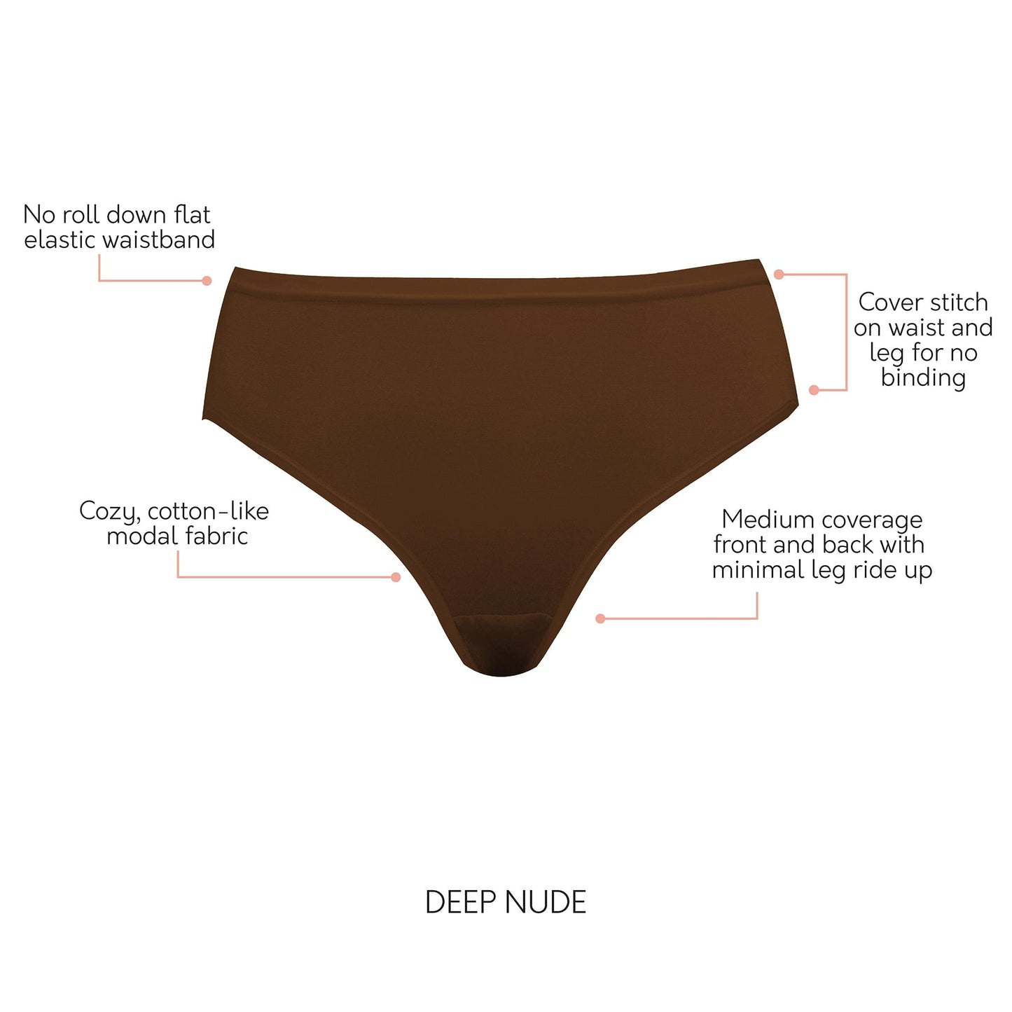 PARFAIT Cozy Hipster PP504 Cotton Like fabric Full Coverage - Deep Nude