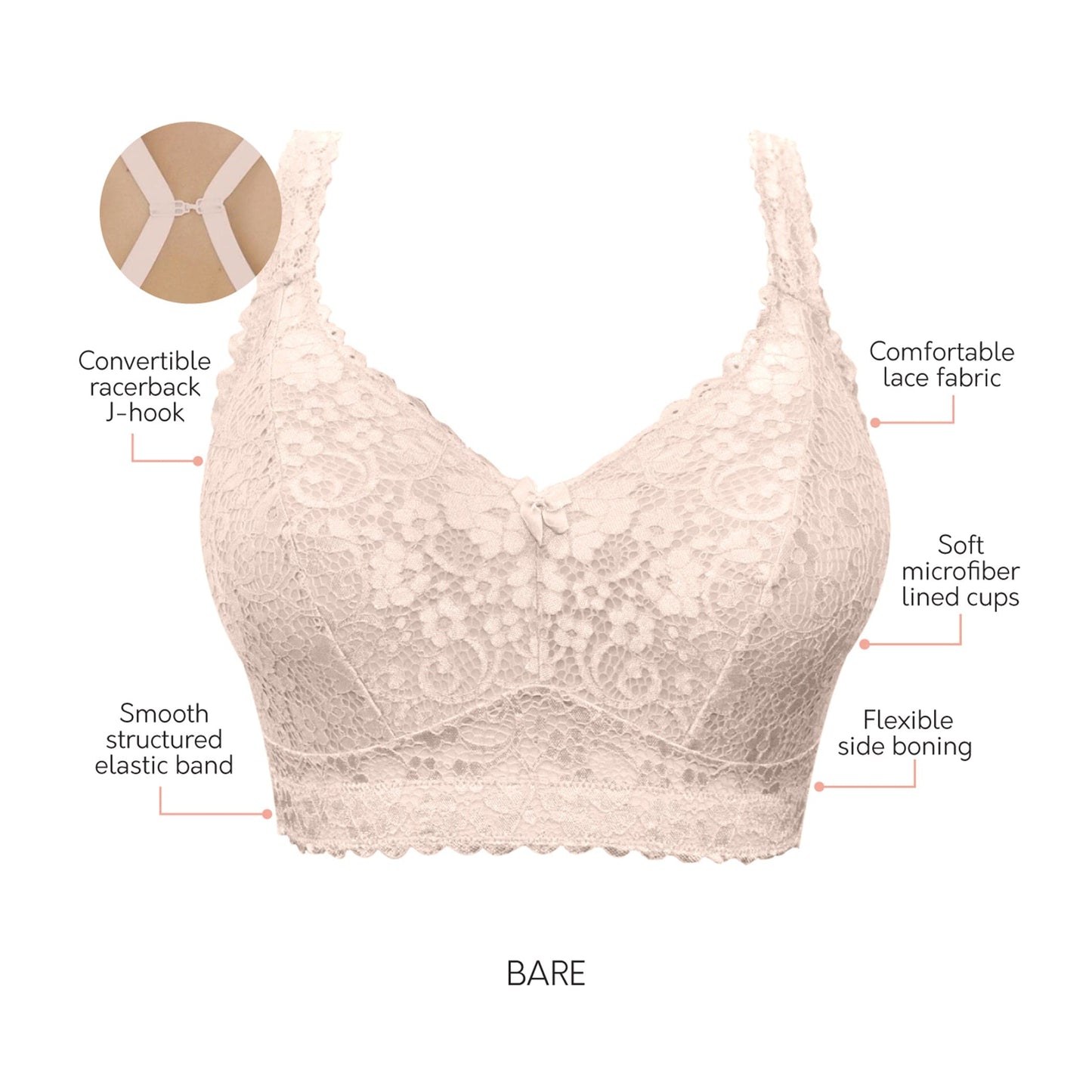 PARFAIT Adriana Curvy and Full Bust Supportive Wire-free Lace Bralette