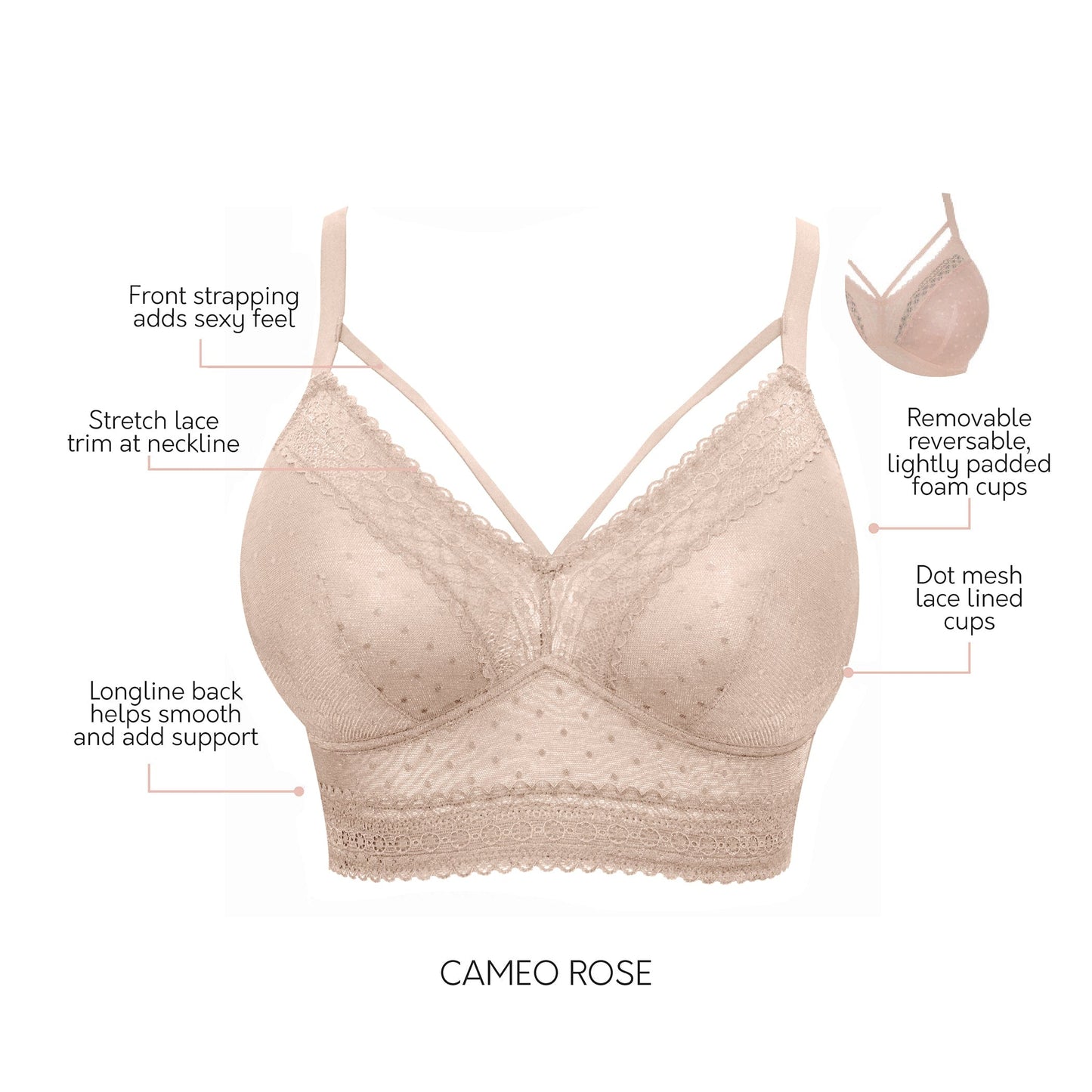 PARFAIT Mia Dot P6011 Women's Full Busted Lightly Padded Wire Free Bra - Cameo Rose