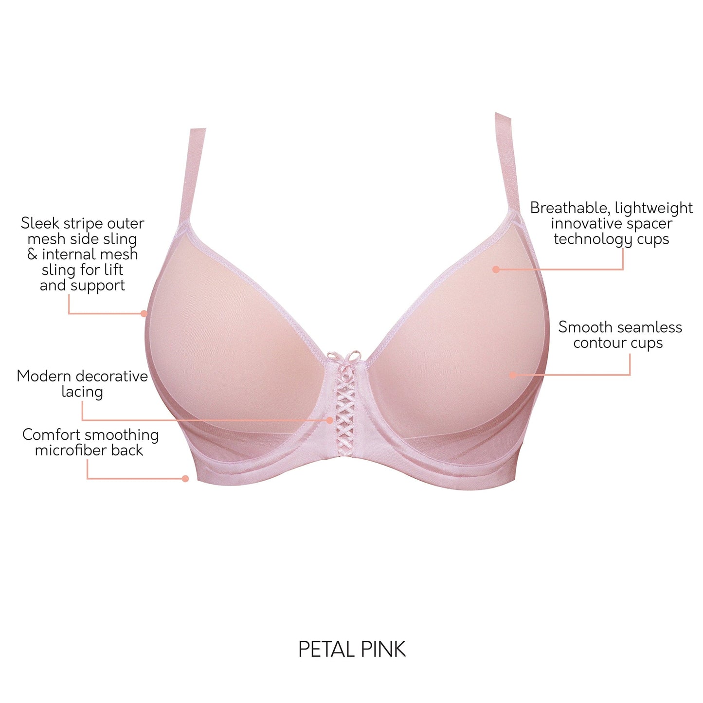 PARFAIT Shea P6061 Women's Spacer T-shirt Full Busted Bra - Petal Pink
