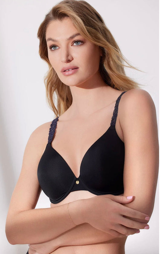 Pure Luxe Custom Coverage Contour Underwire Bra - Black