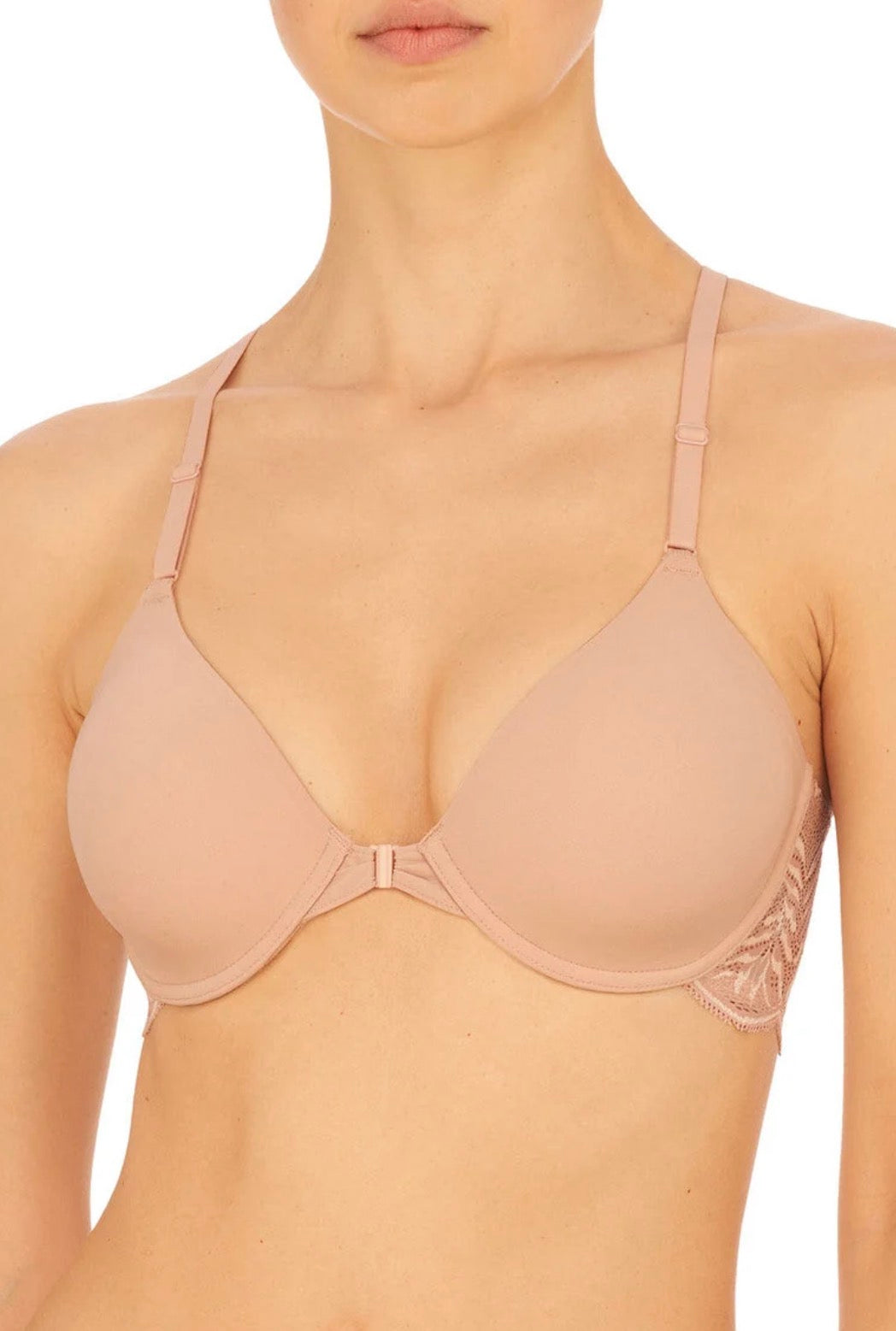 Lush Front Close Contour Underwire Bra - Rose/White
