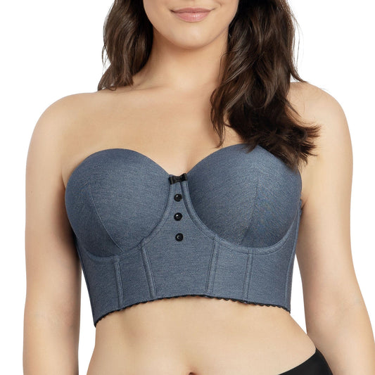 PARFAIT Dolly Denim P50118 Women's Longline Strapless Bustier - Dark Blue Denim