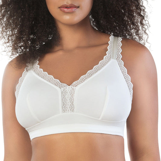 PARFAIT Dalis P5641 Women's Full Busted and Curvy Wire Free Bralette  - Pearl White