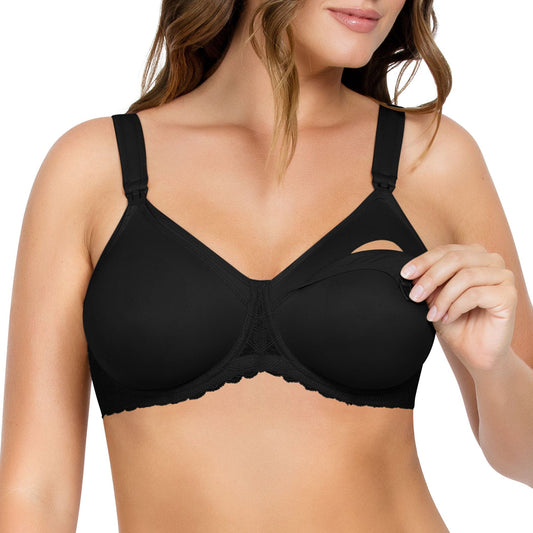 PARFAIT Leila NB502 Women's Full Figure Underwire Maternity Seamless Cup Nursing Bra Style - Black
