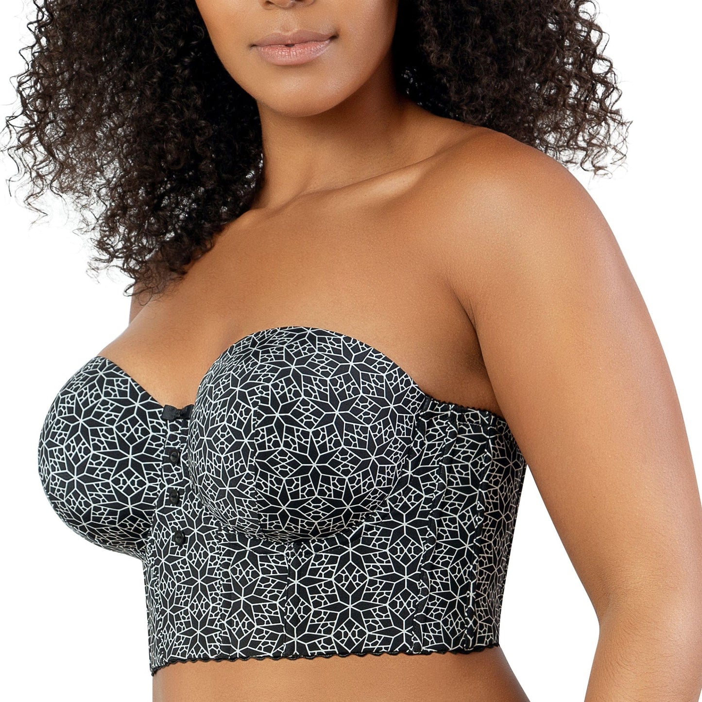 PARFAIT Marissa P50117 Women's Full Bust and Full Figure Strapless Longline Bra - Black Mosaic