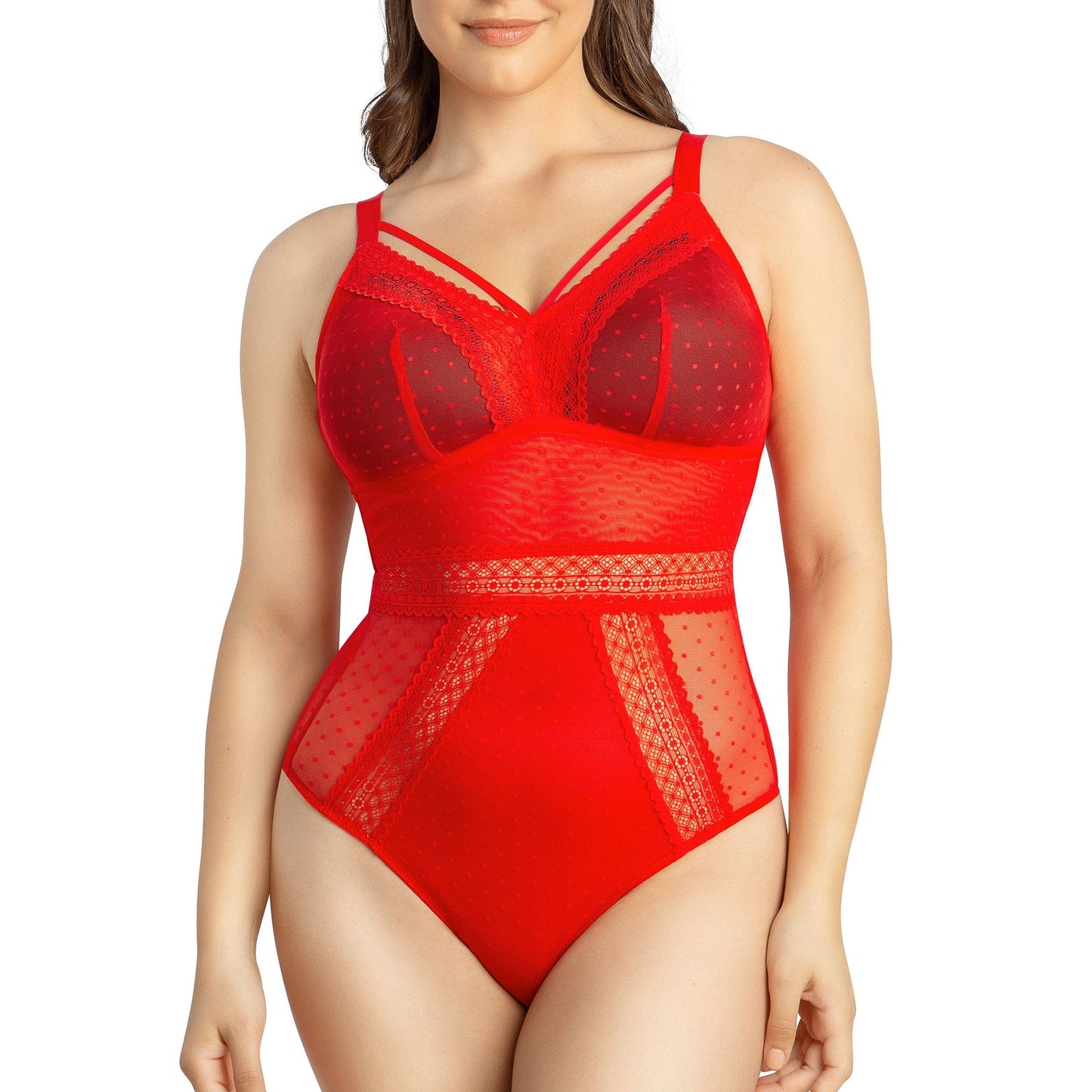 PARFAIT Mia Dot P6017 Women's Sexy Wire-free Bodysuit Lingerie - Racing Red