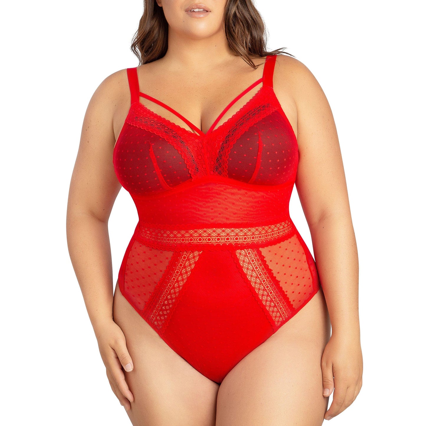 PARFAIT Mia Dot P6017 Women's Sexy Wire-free Bodysuit Lingerie - Racing Red
