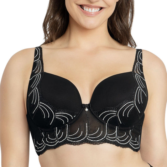 PARFAIT Pearl P6091 Women's Longline Plunge Full Busted Bra  - Black