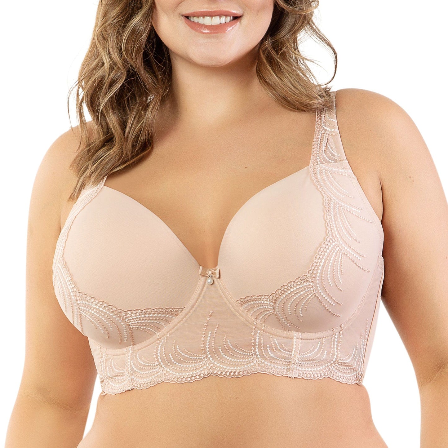 PARFAIT Pearl P6091 Women's Longline Plunge Full Busted Bra  - Cameo Rose