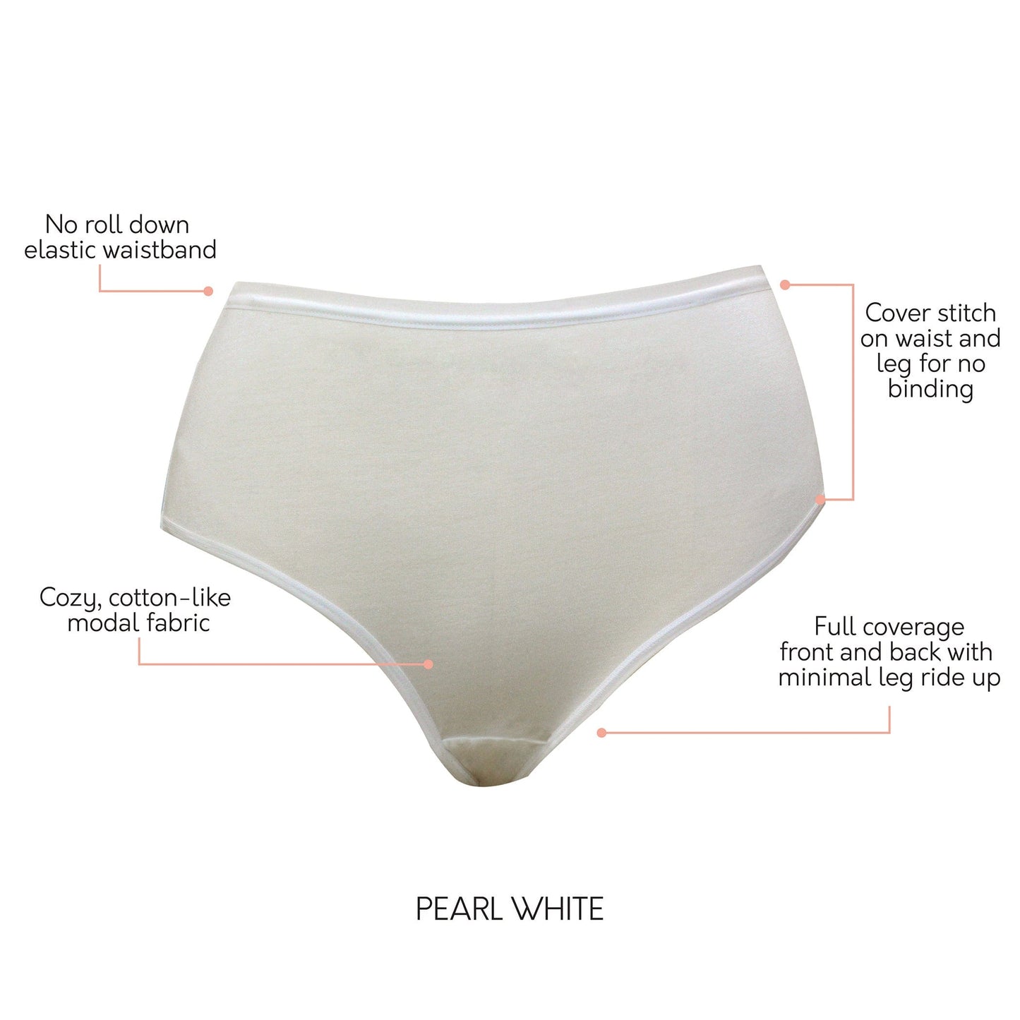PARFAIT Cozy Brief PP5032 Cotton Like Fabric Full Coverage  - Pearl White