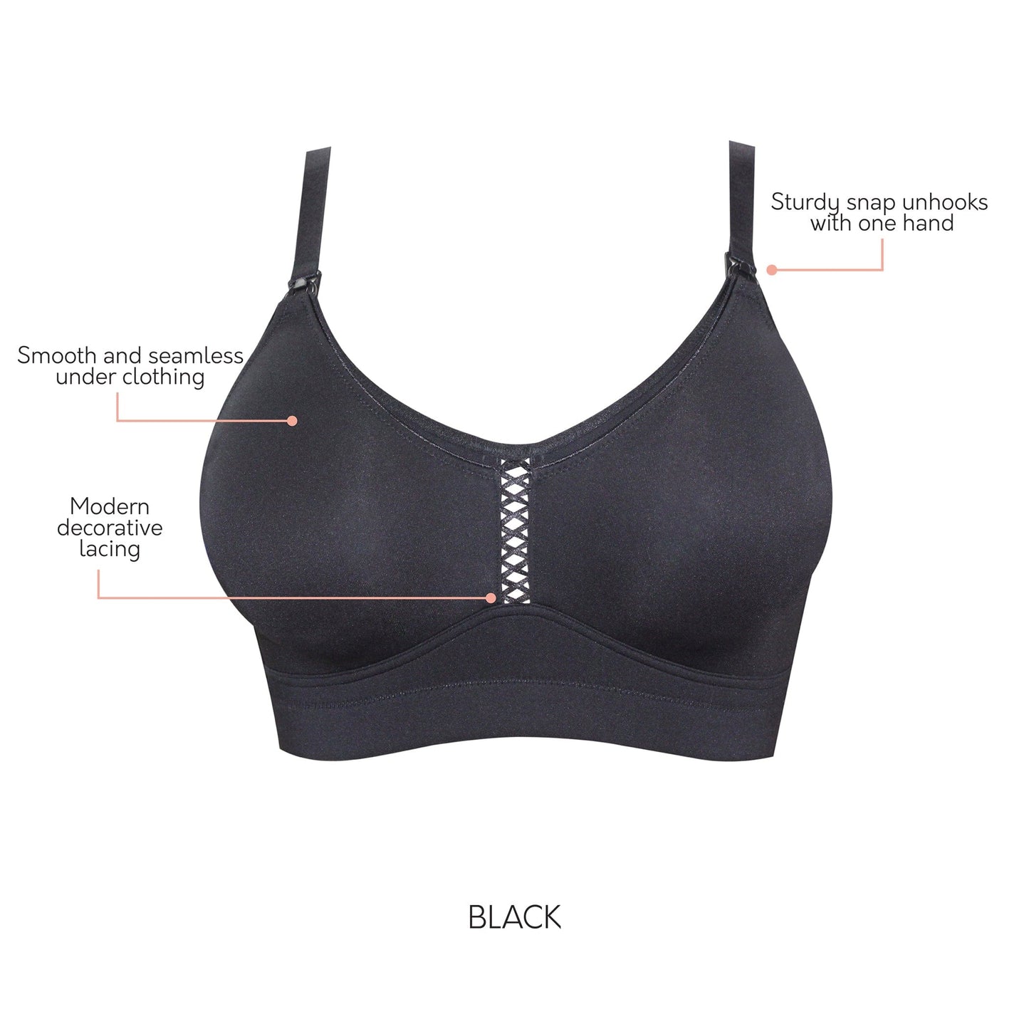 PARFAIT Erika P58611 Women Full Bust Smooth Seamless Wire-Free Nursing Bra - Black