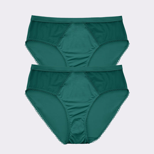 PARFAIT Micro Dressy PP306 French Cut High Waisted Sexy Sheer Panties  (2 Pack)  - Emerald